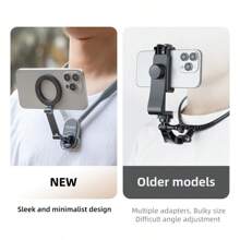 Magnetic Neck Mount For Phones, Neck Cell Phone Holder POV/Vlog Selfie Mount Hand Free Phone Neck Holder Chest Stand Strap Video Recording For Phone 16 15 14 13 12 Seires Android Phones Compatible With IPhone, Android Phone, Gift For Birthday, Family, Friends Phone Stand, Phone Accessories - Grey - View 6