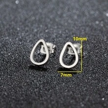 1Pair Stainless Steel Golden Plated Tear Drop Earrings For Women L Waterdrop Hoop Earrings Jewelry - 423 - View 4