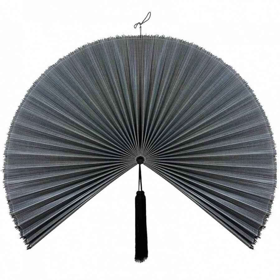 Wall Decor,Japanese Wall Fan Decor,Large Bamboo Fan Wall Art For Boho Hanging Headboard,Decorative Folding Fan For Over Bed Decorations,Large Wall Dcor (Ivory, 48inch) - Màu xám đen - Xem 1