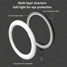 10-Inch Ring Light With Adjustable Tripod Stand (Total Height 71 Inches), LED Ring Light With Phone Holder, Suitable For Selfie, Video Recording, Zoom Meetings, Photography, Live Streaming And More - Black and White - View 4