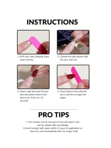 10片装亮面裸色芭蕾舞短款按压式美甲贴片 - 可卸法式美甲假指甲套装，包含银色镜面粉和金色饰边，可爱按压式美甲贴片，美甲用品 - Follow Your Heart - 查看 9