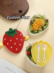 Customizable Cute Cartoon Strawberry Plastic Bento Box, Children's Double Layer Lunch Box Takeout Lunch Box For Students, Girls - Multicolor - View 1