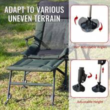 Camping Lounge Chair, Portable Folding Reclining Camping Chair With Adjustable Backrest For Indoor And Outdoor Camping Beach Hiking Fishing - Black,Green - View 3