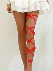 1pc Sexy Girl Bowknot Leg Garter, Elastic Leg Chain Accessories