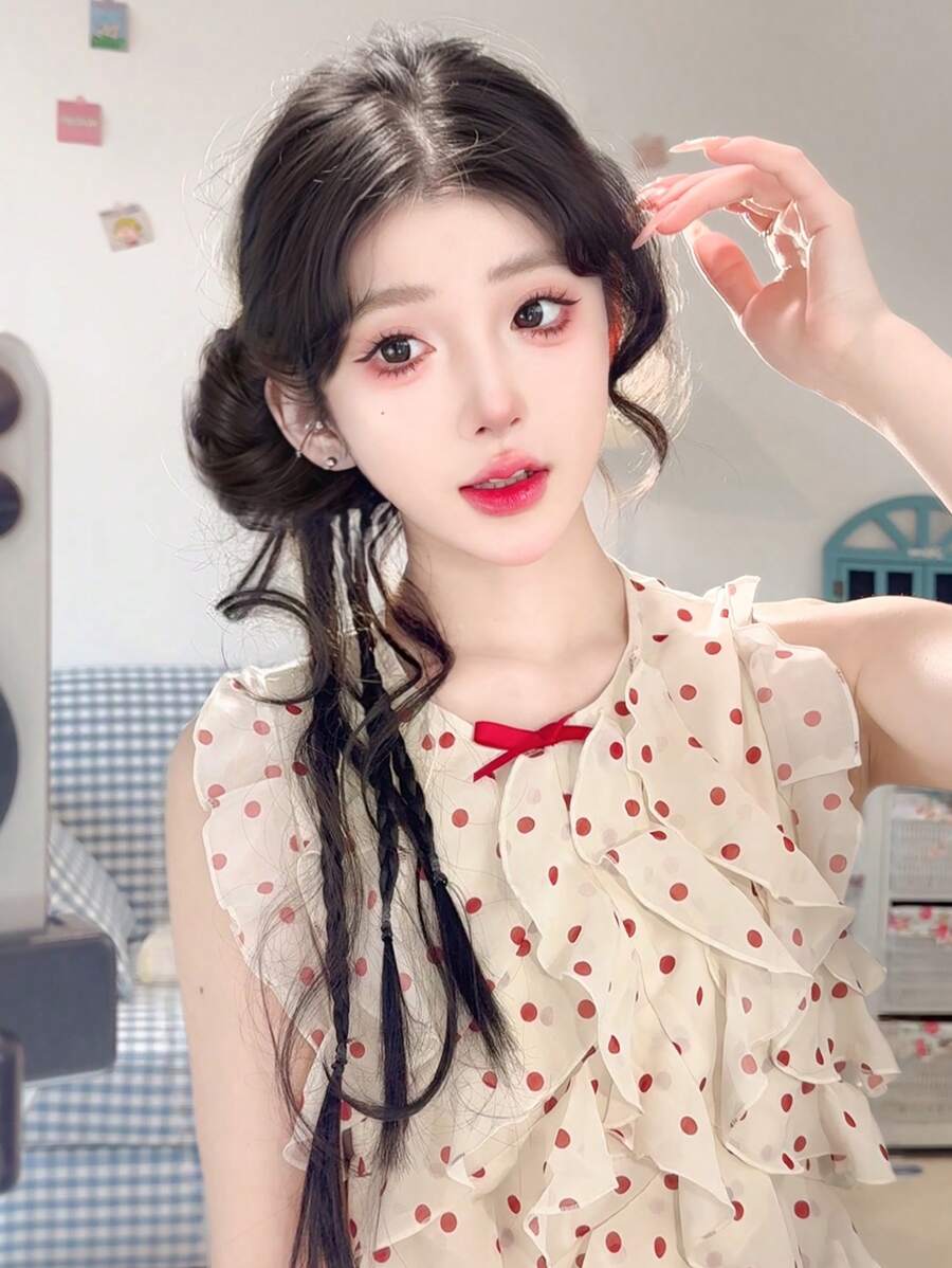 [Original Orange] New Spring Atmosphere Flower Bud Dragon Beard Ball Head Boxing Braid Fried Dough Twists Braid Ponytail Braid