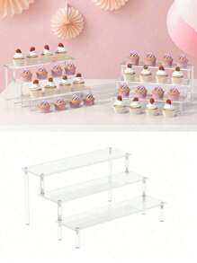 1 peça de suporte de acrílico para exposição, organizador de perfumes de 3 camadas e suporte multifuncional para cupcakes para exibição de personagens, suporte para sobremesas de festa, uso decorativo e de armazenamento DIA DOS NAMORADOS, casamento dos namorados, aniversário