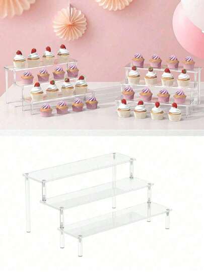 1pc Acrylic Display Stand, 3-Tier Perfume Organizer & Multifunctional Cupcake Stand For Character Display, Party Dessert Stand, Decorative & Storage Use Valentine DAY, Valentines Wedding, Birthday