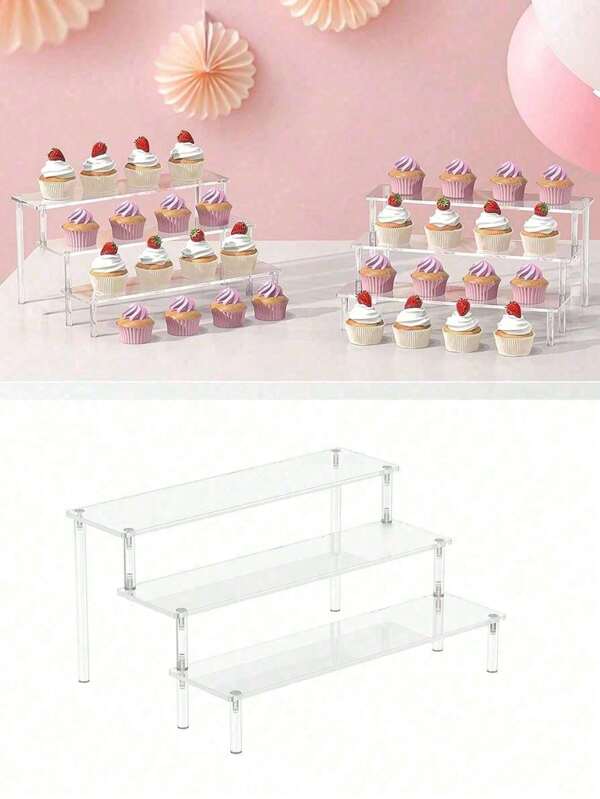 1 peça de suporte de acrílico para exposição, organizador de perfumes de 3 camadas e suporte multifuncional para cupcakes para exibição de personagens, suporte para sobremesas de festa, uso decorativo e de armazenamento DIA DOS NAMORADOS, casamento dos namorados, aniversário