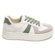 Fashionable Versatile Color Block Platform Casual Sneakers - Green - View 2