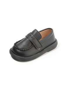 Mocasini pentru copii în stil coreean cu fundul moale, mocasini pentru băieți cu o singură apăsare, pantofi pentru copii, primăvară și toamnă, 2025, 2025 - Negru - Vizualizare 6
