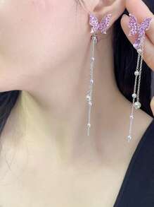 优雅流苏耳环，时尚蝴蝶装饰耳环，适合女性的礼物 - 彩色 - 查看 7