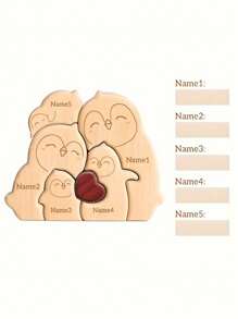 2/3/4/5 件可定制木制企鹅雕像，适合作为节日礼物、圣诞节礼物、情人节礼物、父亲节礼物、母亲节礼物、家庭纪念品礼物