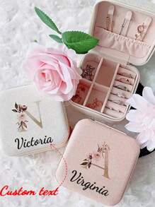 Customized Jewelry Box Organizer, Portable Earrings, Rings, Necklace Storage Box - Gifting For Birthday, Memorable Events, Letter Pattern