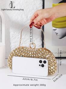 1pc Women Diamond Decor Clutch Bag, Fashion Handbag, Shoulder Bag, Luxury Custom Evening Bag, Suitable For Wedding, Party, Gathering, Banquet, Model, Birthday, Valentine's Day Gift