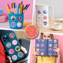 55 件装 70 年代 80 年代迪斯科球贴纸适用于瓶子笔记本电脑行李剪贴簿复古趣味美学贴纸包小乙烯基贴花 - 彩色 - 查看 7