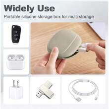 Siliconen oortelefoon opbergtas, compacte draagbare portemonnee datakabel organizer box bedrade oortelefoon siliconen etui, voor koptelefoons, sleutels, lippenstift, USB-kabels, kleine accessoires