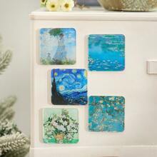 1 pezzo Calamita frigo in acrilico, adesivo magnetico decorativo a tema di famose pitture del mondo, forniture per hobby fai-da-te - Multicolore - Visualizzare 4