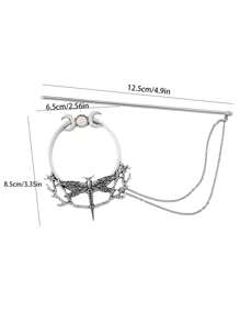 1个金属森林蜻蜓发簪新月昆虫发夹装饰，发饰发髻发夹发髻发片发饰发型发簪，学习用品 - 古銀色2 - 查看 2