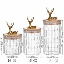 1 件/3 件套装玻璃咖啡坚果罐密封储存容器带竹盖，金色玻璃罐适用于在家庭厨房储存糖果、饼干、意大利面、燕麦片、香料，珍珠泡沫和礼品盒包装，适合节日、新年、送给女朋友、母亲的礼物 - 彩色 - 查看 8