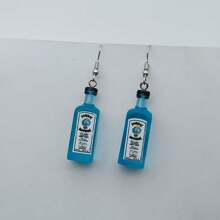 1/3 对复古迷你树脂瓶吊坠耳环，锌合金挂钩，四月诞生石，适合日常和派对佩戴，季节性时尚吊坠耳环首饰，十月配饰