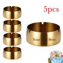 5 piezas Set de ceniceros de acero inoxidable a prueba de viento, personalizado con grabado láser, adecuado para promociones de eventos, regalos corporativos, fiestas de boda y cumpleaños, picnic y camping, decoración para jardín, bar, restaurante, cafetería, regalo ideal para familia, pareja, compañero de trabajo
