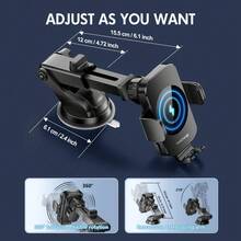 2025WLPower 15W Rapid Wireless Car Charger Mount - Automatic Sensing, 360 Degree Adjustable Phone Holder For Hands-Free Driving - Universal Fit For IPhone 15, 14, 13, 12, 11 Pro Max, Xs, Galaxy S24 Ultra, S23, S22, S21, S20, S10+, Valentine's Day Gifts