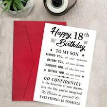 儿子 18 岁生日贺卡 - 高品质纸张，带信封，空白内页，白色西式