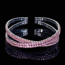 1pc Luxurious Intersected Synthetic Zirconia Bracelet, High-End Accessory Suitable For Gift, Daily Wear, Party, Wedding Occasions - Silver-red - View 25