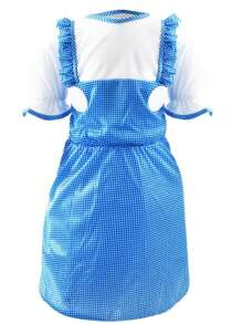 Henbrandt Dorothy Costume – Girls Gingham Dress & Hair Bows – Wizard Of Oz Fancy Dress Outfit - Blue/White - View 2