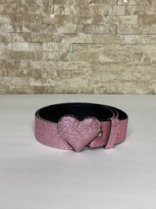 Children's Belt With Filled Heart Buckle - Rosa Pálido - Ver 1