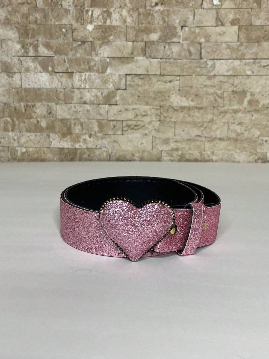 Children's Belt With Filled Heart Buckle - Rosa Pálido - Ver 1