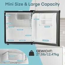 Fohere Mini Fridge 46L, E Energy Rating, Table Top Fridge, Reversible Door, Adjustable Temperature, Built In Ice Box, Compact Wine&Beers Cooling, Black - UK Plug(220-240V) - View 9