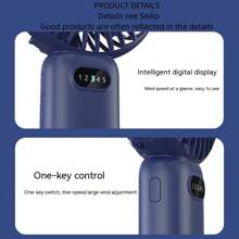 Portable Fan With LED Speed Display, Powerful Airflow, Rechargeable Travel Fan Suitable For Outdoor Camping, Mini Fan With Phone Holder