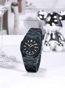 1pc Blue Men's Wrist Watch With Calendar, Luminous, Fashion Casual Sports Style, Suitable For Daily Decoration And Gift