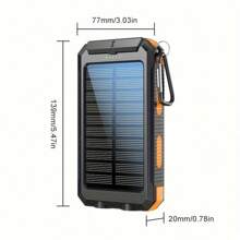 太阳能充电器-10000mAh 太阳能充电宝 - 便携式太阳能手机电池板充电器，QC3.0 双 USB 端口电池组充电器，适用于所有手机和电子设备 - 持久耐用，旅行露营，LED 手电筒，节日户外太阳能移动电源的最佳礼物 - 橘色 - 查看 7