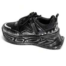 Distinctive Chunky Women's Sneakers | Remarkable Design - Black - View 3
