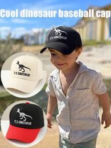 1 pièce Casquette de baseball pour tout-petits de 3 à 8 ans, chapeau de soleil pour bébé, design de broderie de dinosaure et de lettres, réglable, pour garçons et filles