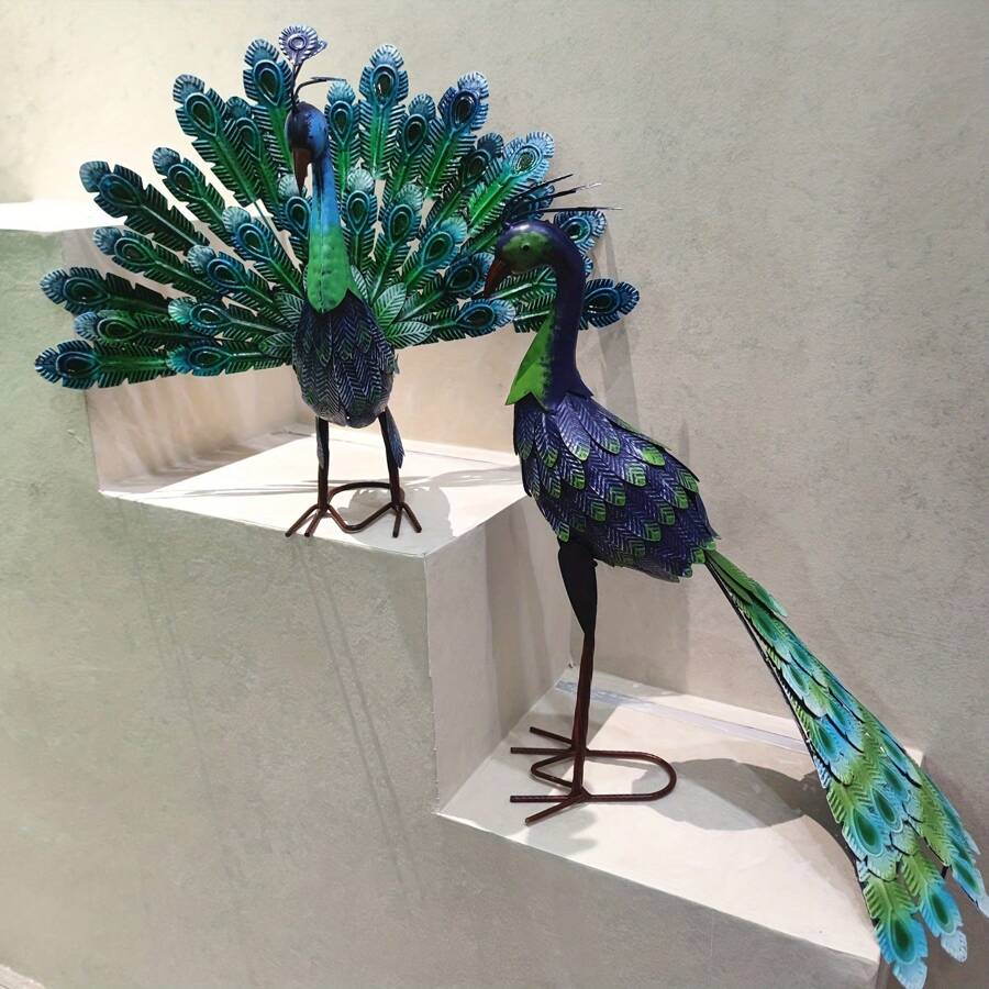 1pc Metal Peacock Outdoor Statue, Peacock Garden Decor Art, Suitable For Home, Garden, Patio, Backyard, Porch, Lawn To Enhance Artistic Atmosphere Gifts Birthday Graduation - Multicolor - View 1