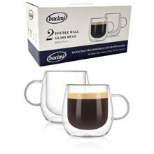 Bacimi Double Wall Borosilicate Clear Glass Coffee Tea Cups 10oz / 290ml 2 Pack - 1 - View 2