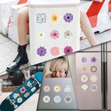 55 piezas Pegatinas lindas de margaritas Pegatinas de flores para botellas, portátiles, equipaje, diarios, hermosas pegatinas de plantas, calcomanías de vinilo - Multicolor - Ver 8