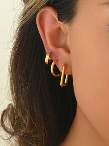 Set de 6 aros de aro de acero inoxidable de calidad premium y minimalista