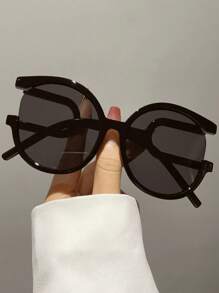 1PC New Retro Big Frame Round Fashion Fashion Glasses, Party Eyewear For Men & Women, High-End Street Style