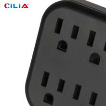 CILIA 白色电源板，带 6 个交流电源插座。110V-130V，壁式电源插座，方便携带，适用于家庭、办公室