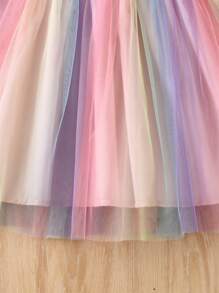 Vestido con estampado de elementos de Pascua y superposición de malla, de manga corta, para niña