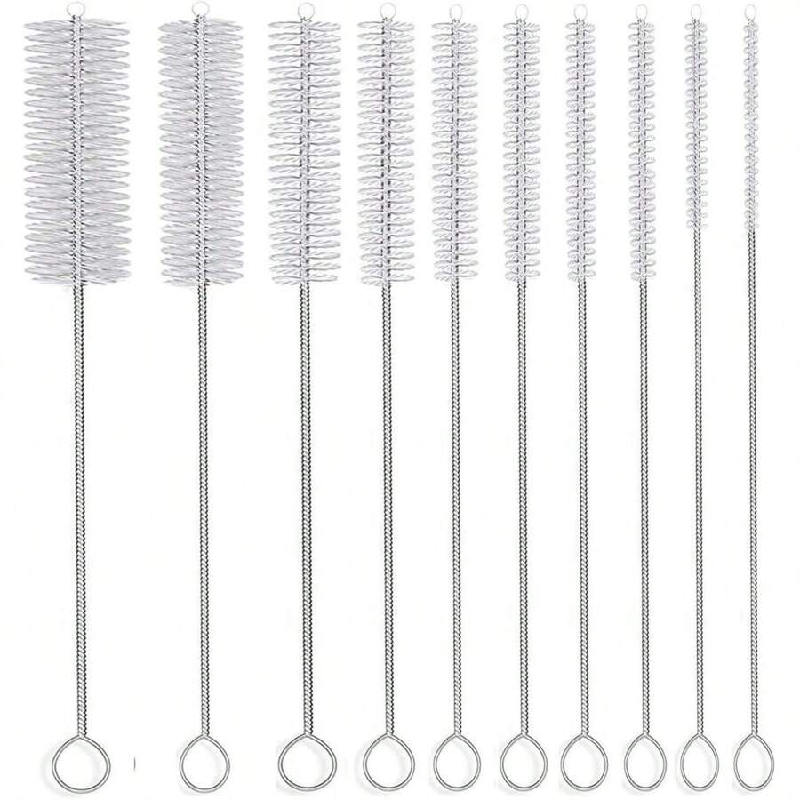 10 件套长刷毛吸管清洁刷套装 - 可重复使用的尼龙吸管清洁器，适用于厨房、酒吧、旅行和派对用品 - 非常适合万圣节、圣诞节、生日庆祝、迎婴派对、露营配件、万圣节礼物