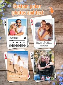 Carte da gioco personalizzate con foto, carte da poker personalizzate e impermeabili con scatola regalo per matrimoni e feste - stampa parziale - Multicolore - Visualizzare 1