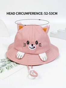 1pc Kids Outdoor Sun Protection Cartoon 3D Cute Cat Paw Design Bucket Hat, Suitable For Spring & Autumn