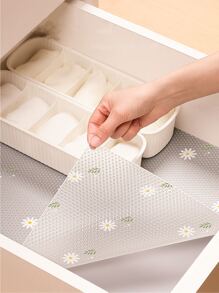 1 Roll Of Daisy Pattern Thickening Kitchen Cabinet Liner, Non-Stick Drawer Liner, Non-Slip Cabinet Liner, Washable EVA Refrigerator Liner, Easy To Cut Refrigerator Pad.