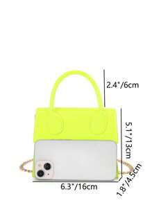 Fashion Mirror Glossy Patent Leather Chain Handbag - Yellow - View 2