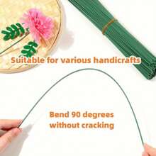 100 件装仿真花植物茎铁丝手工制作 DIY 材料配件 - 綠色 - 查看 6
